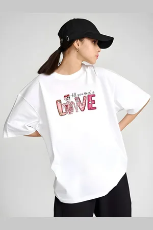 DressBerry Women Graphic Printed Round Neck Cotton Oversized T-shirt