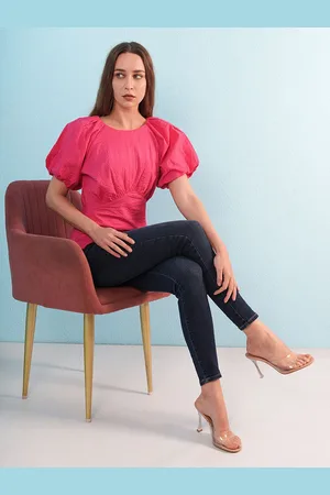 ONLY Women Self Design Puff Sleeve Corset Top
