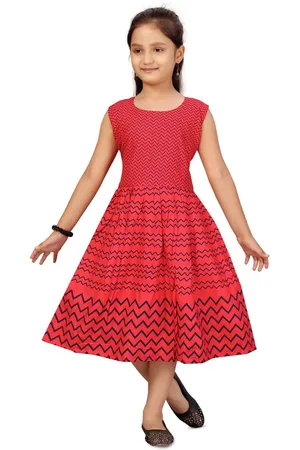 HERE&NOW Girls Printed Fit & Flare Midi Dress