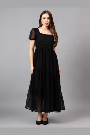 BAESD Women Puff Sleeve Square Neck Fit & Flare Maxi Dress