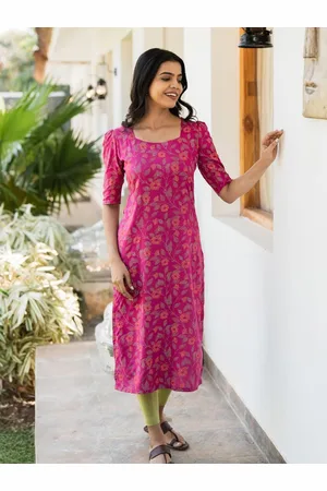 Hay Women Floral Embroidered Thread Work Straight Kurta