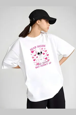 DressBerry Women Graphic Printed Round Neck Cotton Oversized T-shirt