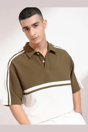 Highlander Men Colourblocked Polo Collar Drop-Shoulder Sleeves T-shirt