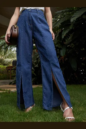 Campus Women Comfort Relaxed Fit Front Slits Stretchable Jeans