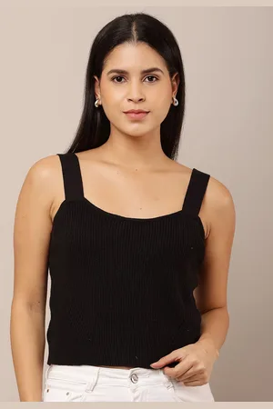 NoBarr Women Ribbed Shoulder Straps Crop Top