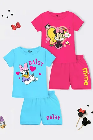 Miss and Chief Girls Pack Of 2 Round Neck Printed T-shirt With Shorts