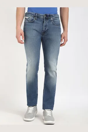 Calvin Klein Men Cotton Slim Fit Low Distress Heavy Fade Jeans