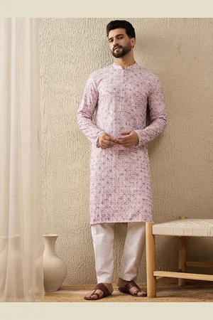 SWAGG INDIA Floral Embroidered Mandarin Collar Sequinned Straight Kurta