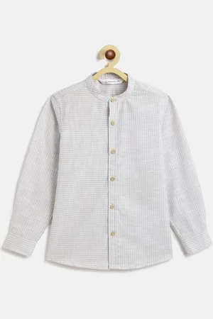 Campana Boys Pinstripes Mandarin Collar Cotton Shirt