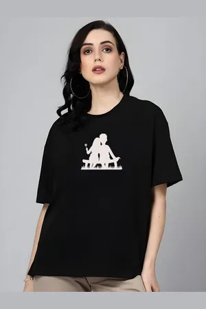 DressBerry Women Graphic Printed Round Neck Cotton Oversized T-shirt