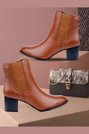 BXXY Women Faux Zipper High Ankle Boots and Chelsea Boot