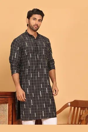 Jompers Geometric Printed Mandarin Collar Silk Straight Kurta