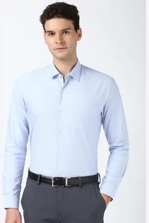 Peter England Men Cutaway Collar Solid Cotton Formal Shirt
