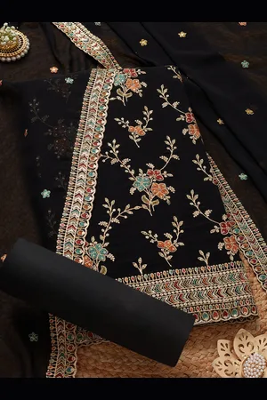 Soch Floral Zari Embroidered Sequinned Unstitched Dress Material
