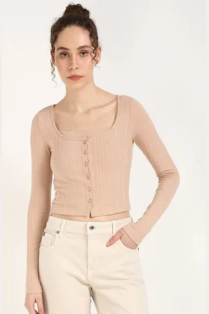 Calvin Klein Ribbed Cropped Top With Cardigan