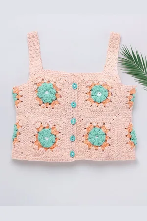 naughty ninos Girls Textured Shoulder Straps Cotton Top