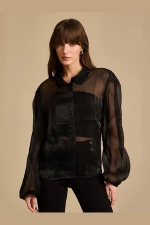 Kazo Women Classic Relaxed Fit Spread Collar Solid Casual Shirt