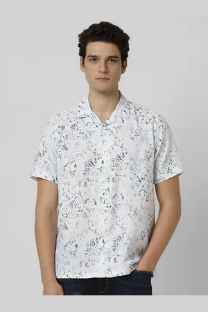 Peter England Men Cuban Collar Abstract Printed Cotton Casual Shirt