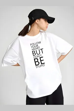 DressBerry Women Typography Printed Round Neck Cotton Oversized T-shirt