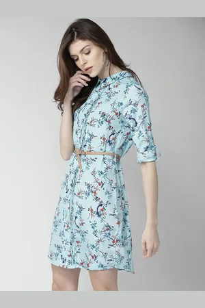 Mast & Harbour Women Blue Printed A-Line Dress