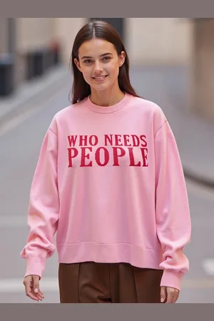 Bewakoof Pink Typography Printed Pullover Acrylic Sweater