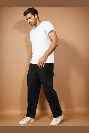 Styli Men Cotton Oversized Straight Leg Joggers with Cargo Pockets