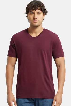 Jockey Super Combed Cotton Rich Solid V Neck Half Sleeve T-shirt -2726