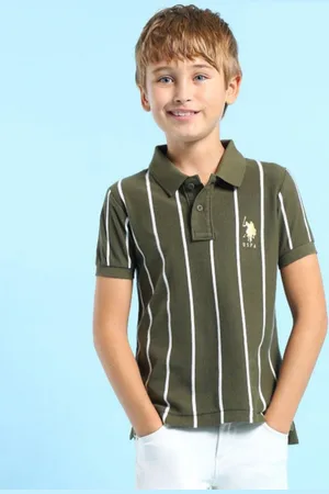 Ralph Lauren Boys Striped Polo Collar Cotton T-shirt