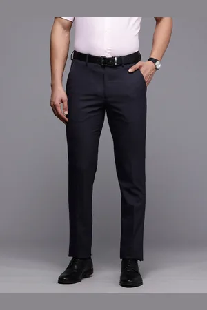 Louis Philippe Men Super Slim Fit Checked Formal Trousers