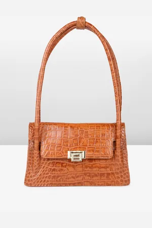 Hidesign CLARISSE SHINY CROCO Animal Textured Structured Shoulder Bag