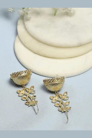 Biba Gold-Plated Artificial Beads Beaded Dome Shaped Jhumkas