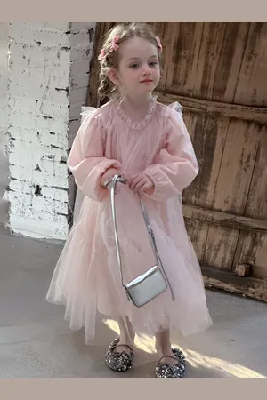 LULU & SKY Girls Cotton Puff Sleeves Tiered Maxi Dress