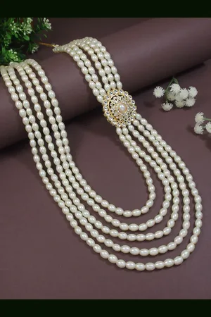 I Jewels Men Multi Layered Artificial Beads Necklace