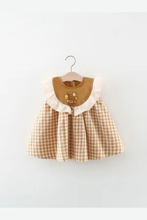 LULU & SKY Girls Checked Fit & Flare Midi Dress