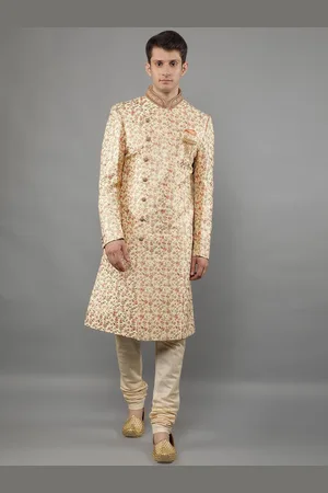 Manish Creations Men Embroidered Mandarin Collar Sherwani Set