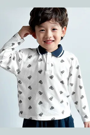 LULU & SKY Boys Conversational Printed Polo Collar Cotton Oversized T-shirt