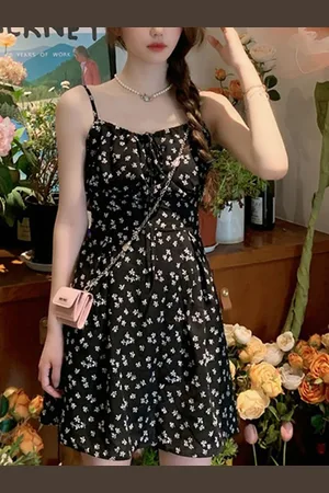 Mast & Harbour Floral Printed Shoulder Straps Fit & Flare Mini Dress