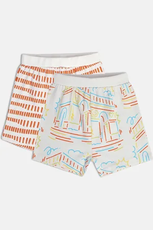 MINI KLUB Boys Pack Of 2 Graphic Printed Pure Cotton Shorts