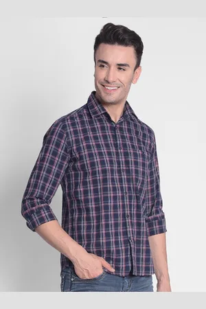 Crimsoune Club Slim Fit Checked Cotton Casual Shirt