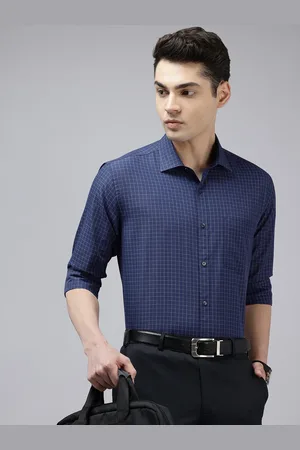 Park Avenue Slim Fit Grid Tattersall Checks Checked Formal Shirt