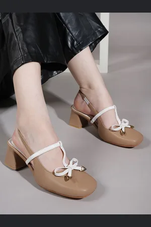 LAVIE Solid Square Toe Bows Detail Block Heel Mary Janes