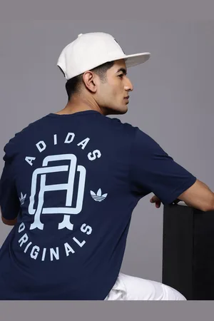 adidas Pure Cotton Brand Logo Printed Drop-Shoulder Sleeves Relaxed Fit T-shirt