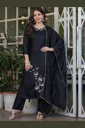 Lilots Women Ethnic Motifs Embroidered Regular Thread Work Kurta with Trousers & With Dupatta