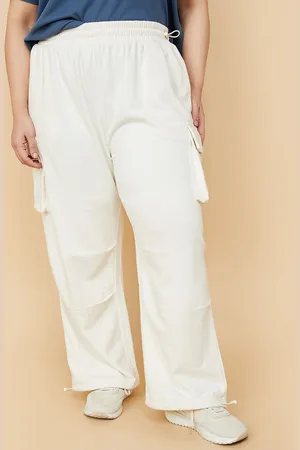 Max Collection Women Plus Size Solid Cargo Parachute Track Pants