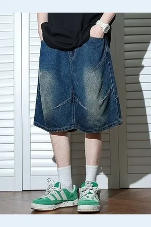 HERE&NOW Men Loose Fit Modal Denim Shorts