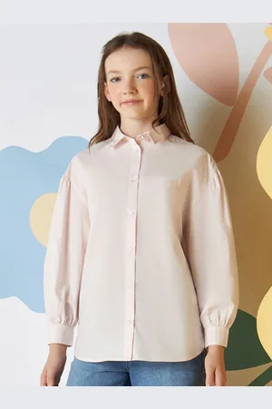 Max Collection Girls Spread Collar Solid Cotton Casual Shirt