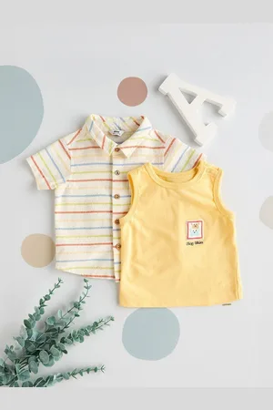 Max Collection Boys Typography Striped Polo Collar Pockets T-shirt