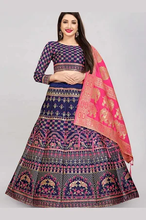 DIVASTRI Woven Design Jacquard Semi-Stitched Lehenga Choli With Banarasi Dupatta