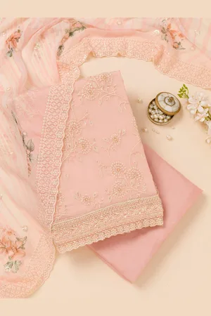 Koskii Floral Embroidered Unstitched Dress Material