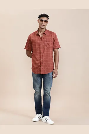 Crocodile Men Tartan Checks Opaque Casual Shirt